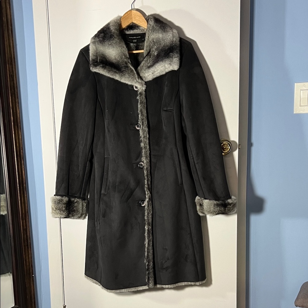 Jones New York Faux Suede/Fur Coat size Large